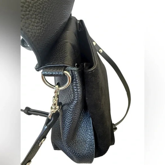 Rebecca Minkoff Keith black pebbled leather suede medium size satchel purse - Picture 9 of 14